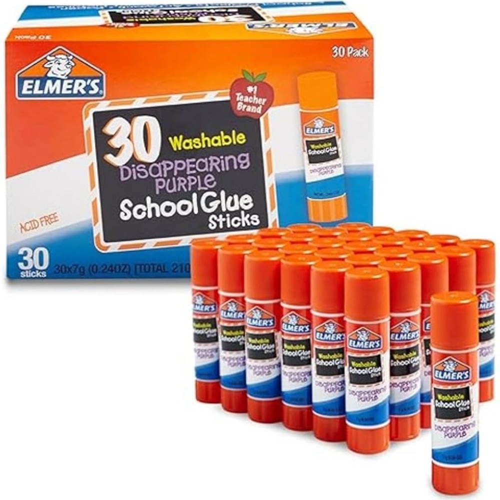 Elmer's All Purpose School Glue Sticks, 30pack DISAPPEARING PURPLE